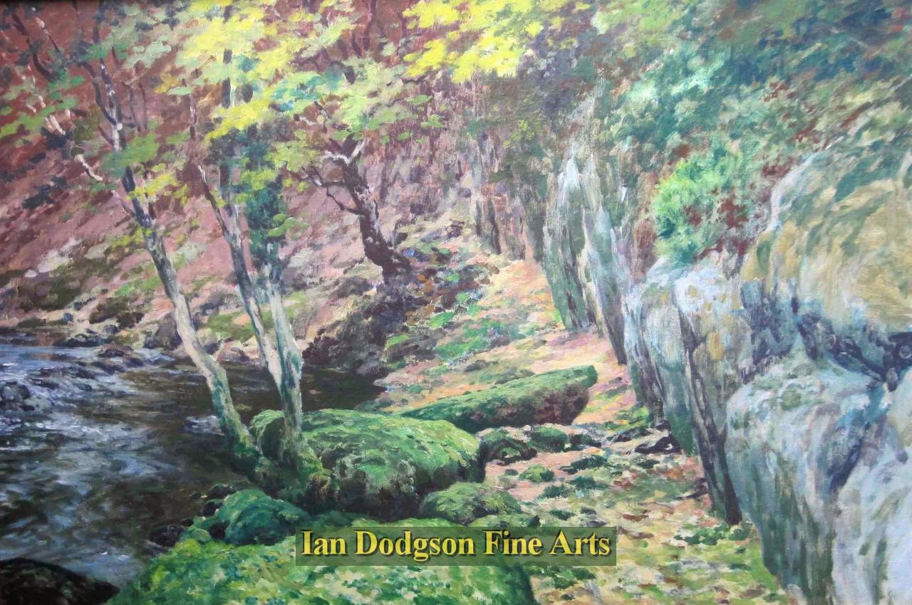 Jeremy Yates - Lichen and Leaves (Ogwen) Oil on panel (c2010)